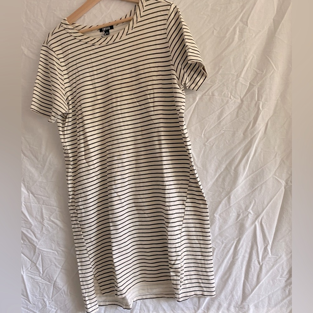 Striped Short Sleeve Dress Cotton